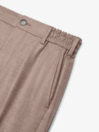 Flannel Stretch Tapered Trousers | Light Taupe Melange