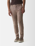 Flannel Stretch Tapered Trousers | Light Taupe Melange