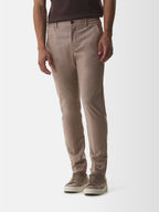 Flannel Stretch Tapered Trousers | Light Taupe Melange