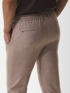 Flannel Stretch Tapered Trousers | Light Taupe Melange