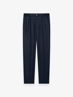 Flannel Stretch Tapered Trousers | Dark Navy