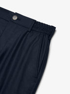 Flannel Stretch Tapered Trousers | Dark Navy