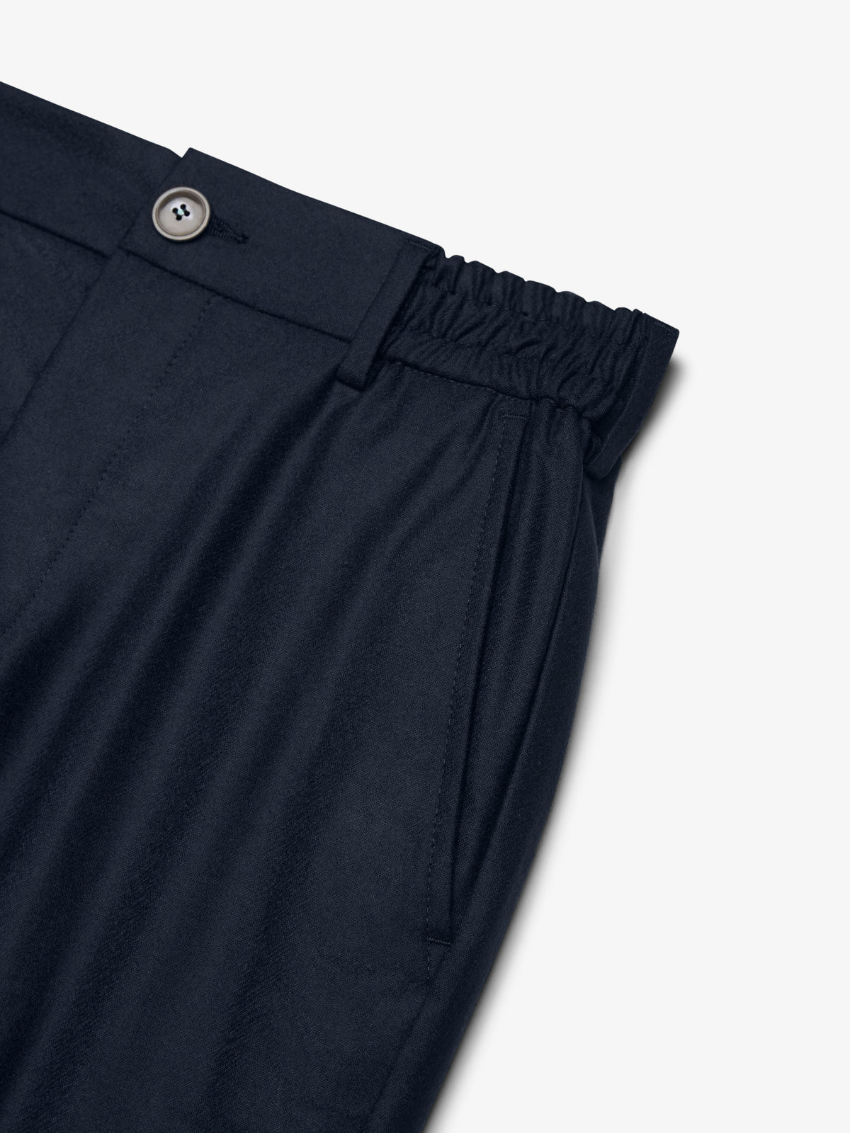 Flannel Stretch Tapered Trousers | Dark Navy