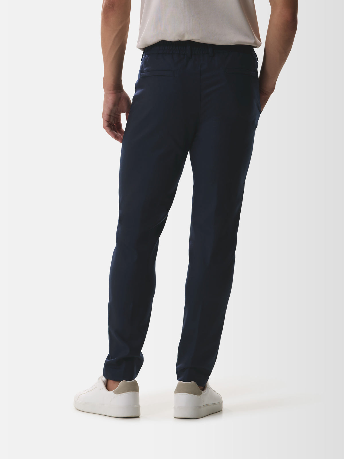 Flannel Stretch Tapered Trousers | Dark Navy