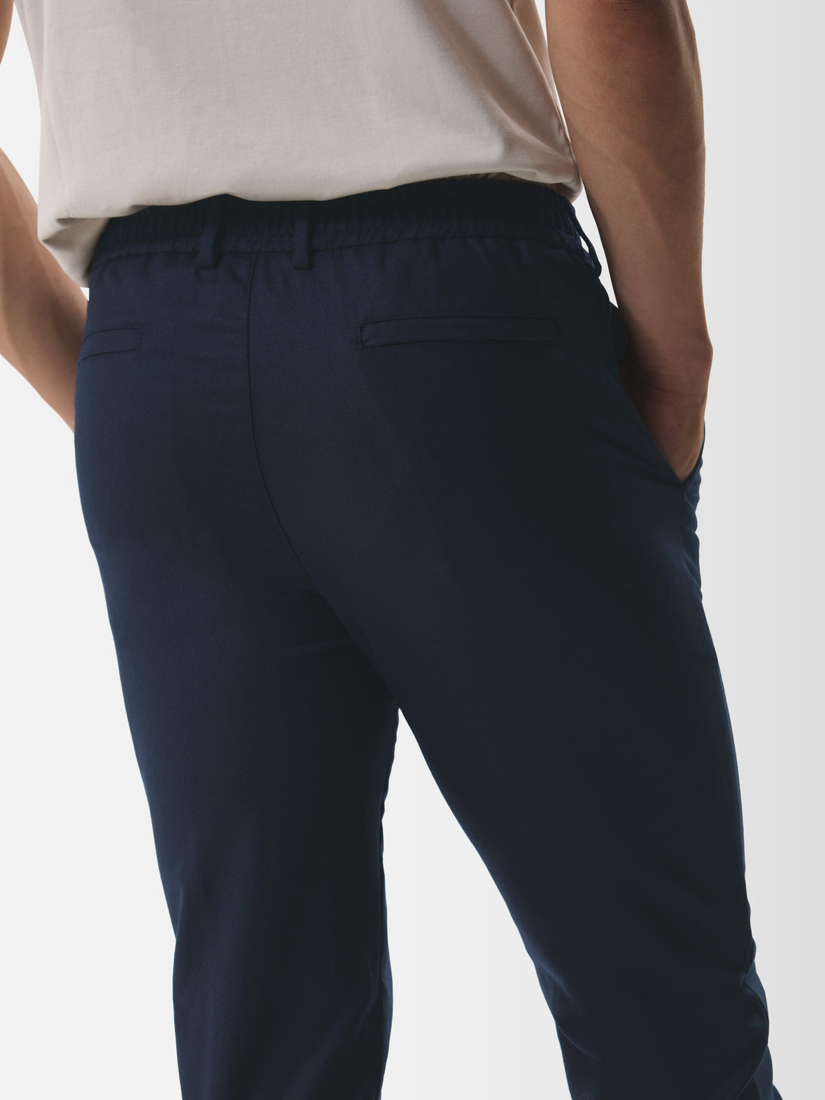 Flannel Stretch Tapered Trousers | Dark Navy