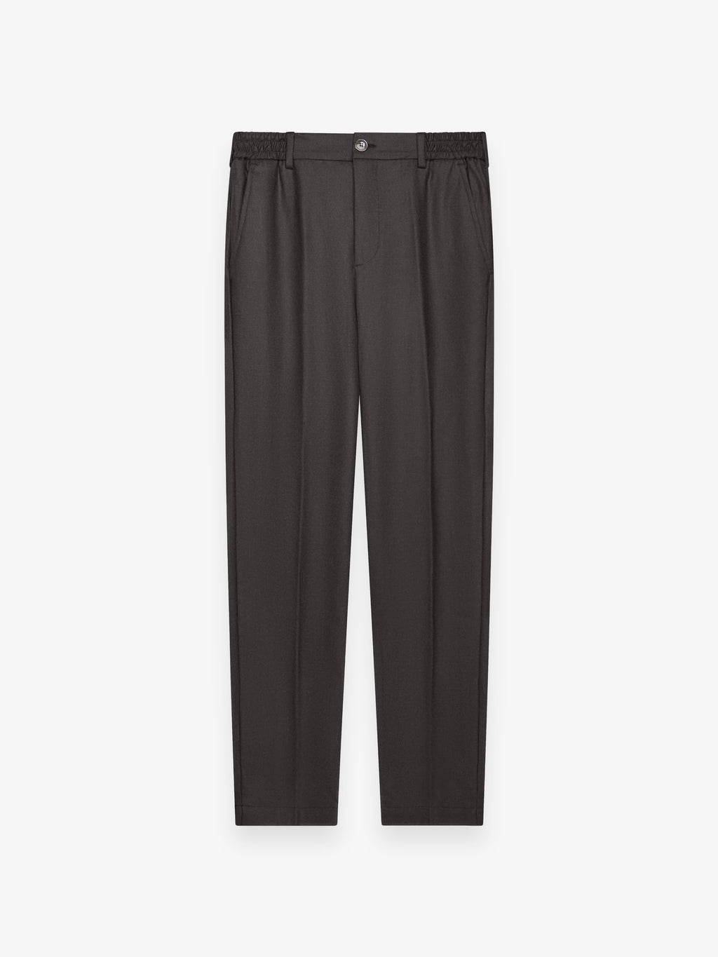 Flannel Stretch Tapered Trousers | Dark Brown Melange