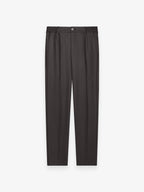 Flannel Stretch Tapered Trousers | Dark Brown Melange
