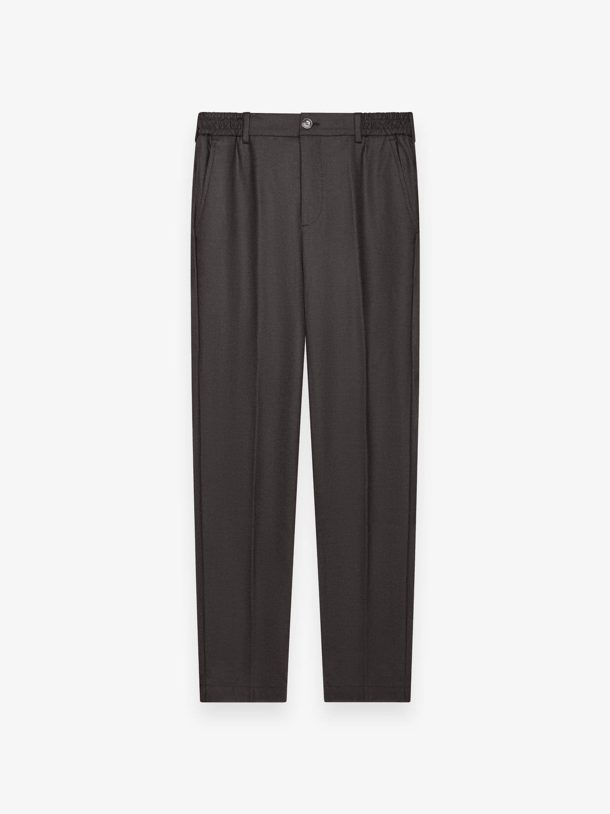 Flannel Stretch Tapered Trousers | Dark Brown Melange