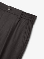 Flannel Stretch Tapered Trousers | Dark Brown Melange