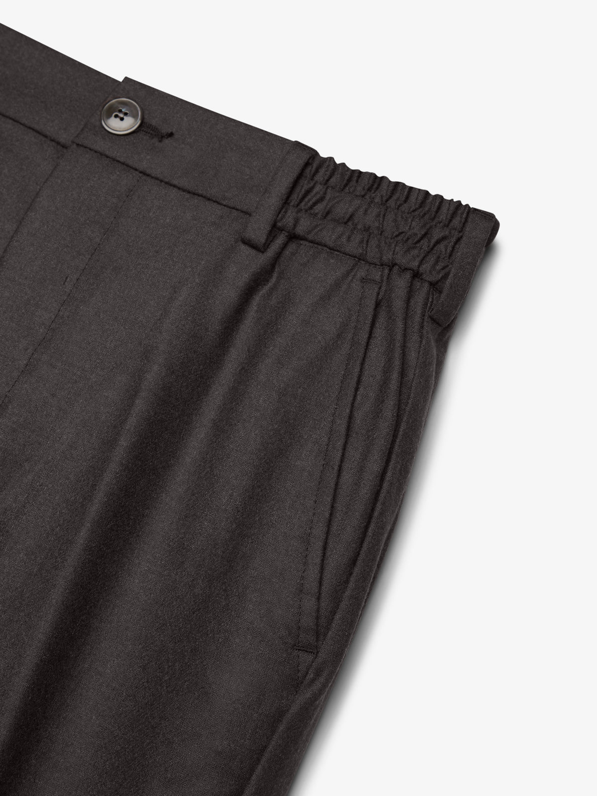 Flannel Stretch Tapered Trousers | Dark Brown Melange