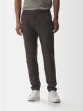 Flannel Stretch Tapered Trousers | Dark Brown Melange