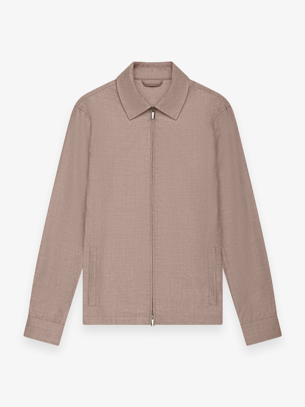 Flannel Stretch Zip Overshirt | Light Taupe Melange