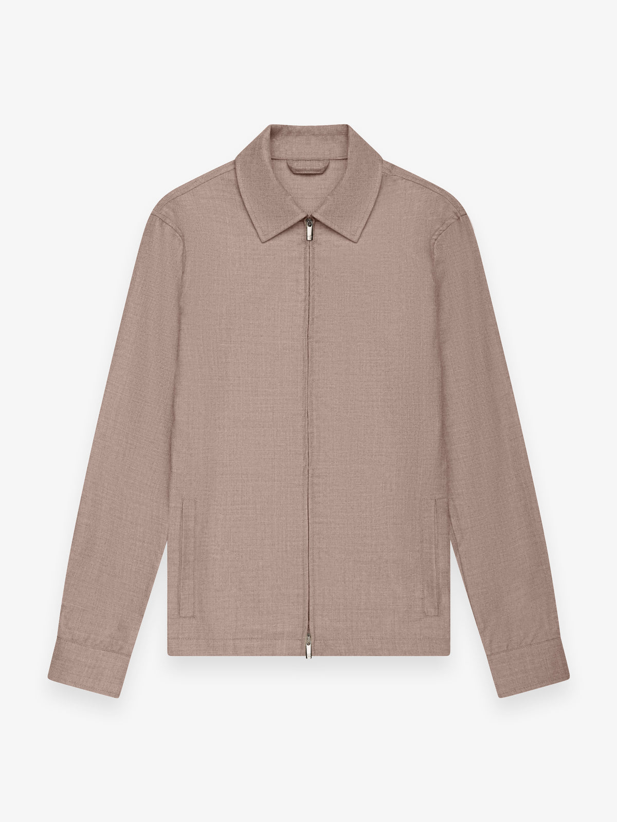 Flannel Stretch Zip Overshirt | Light Taupe Melange
