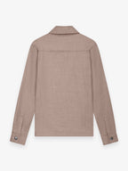 Flannel Stretch Zip Overshirt | Light Taupe Melange