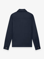 Flannel Stretch Zip Overshirt | Dark Navy