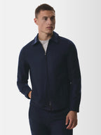 Flannel Stretch Zip Overshirt | Dark Navy
