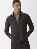Flannel Stretch Zip Overshirt | Dark Brown Melange