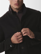 Cashmere Funnel Neck Jacket | Dark Brown Melange