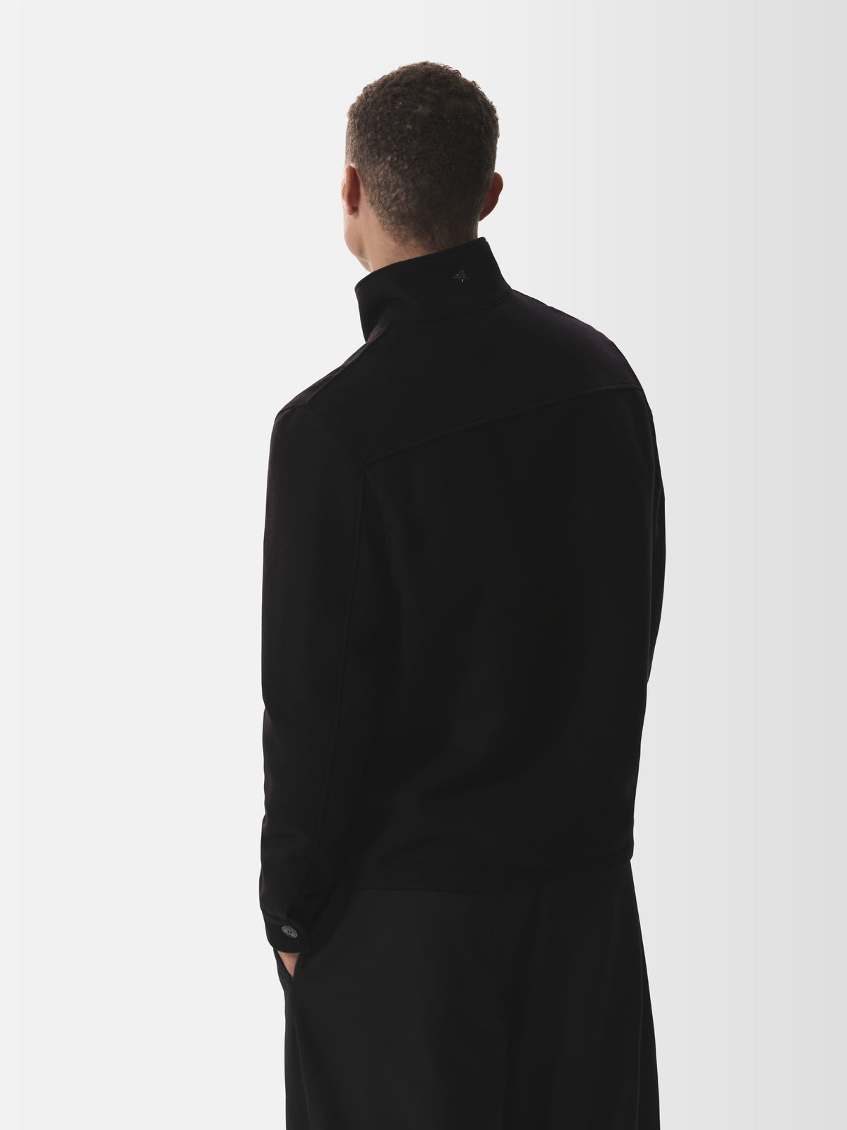 Cashmere Funnel Neck Jacket | Black