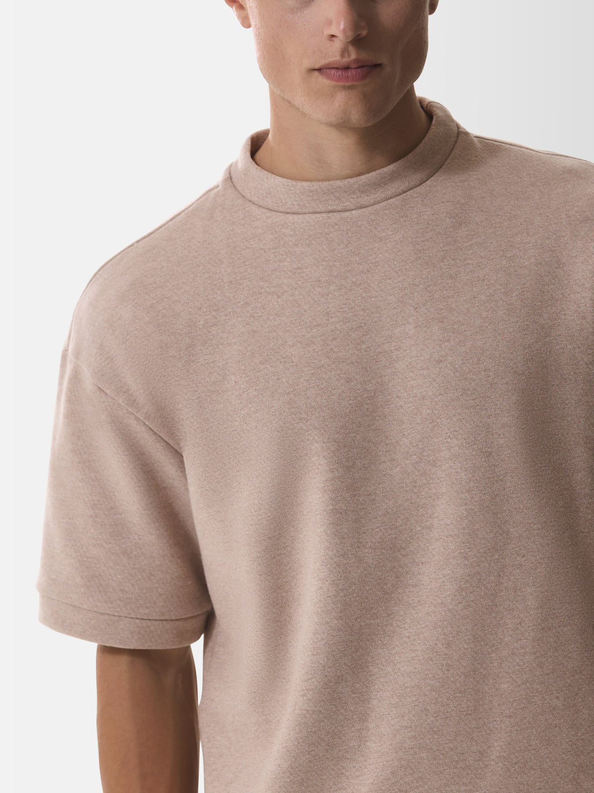 Fleece Oversized T-Shirt | Light Taupe Melange