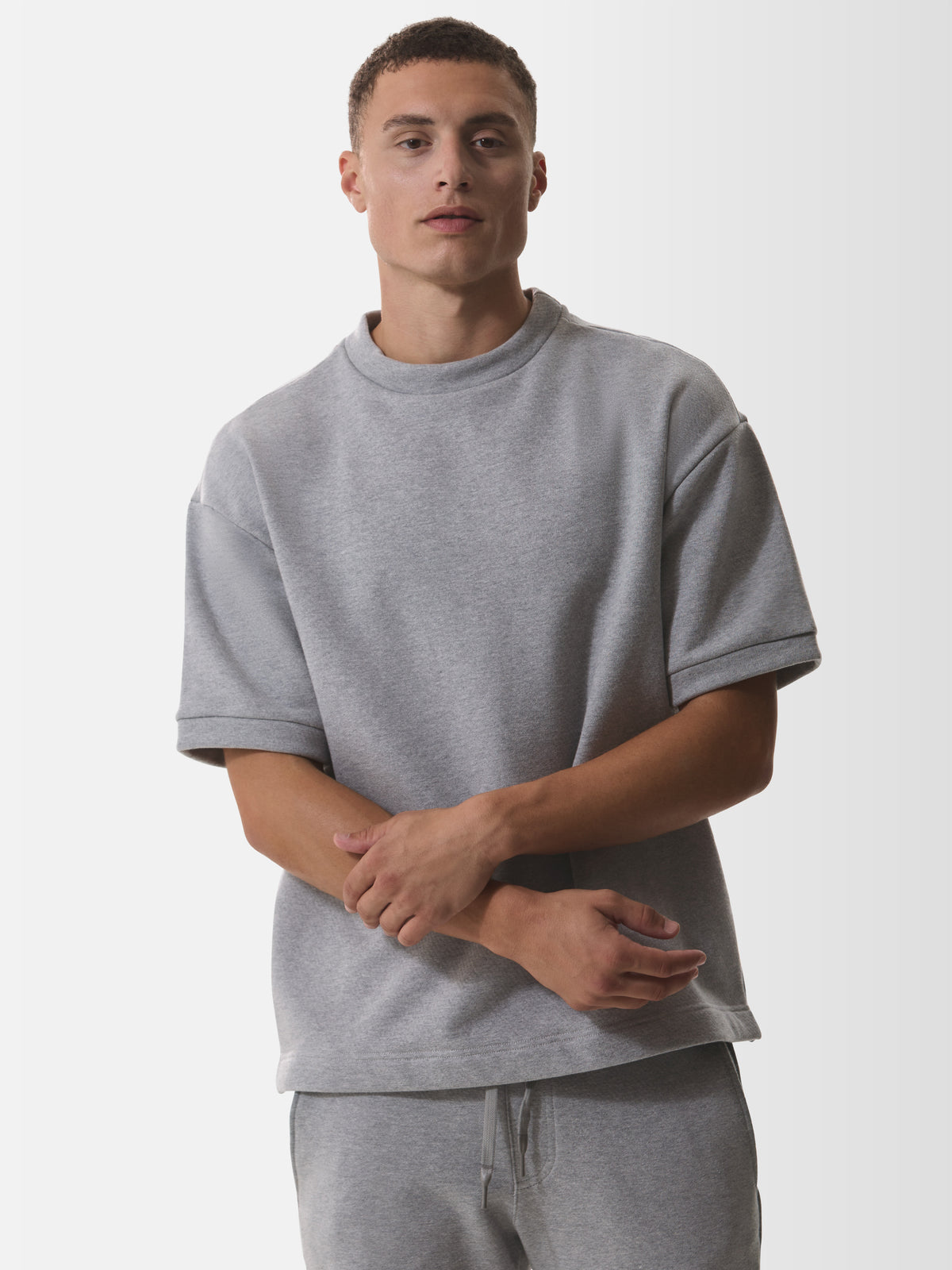 Fleece Oversized T-Shirt | Light Grey Melange