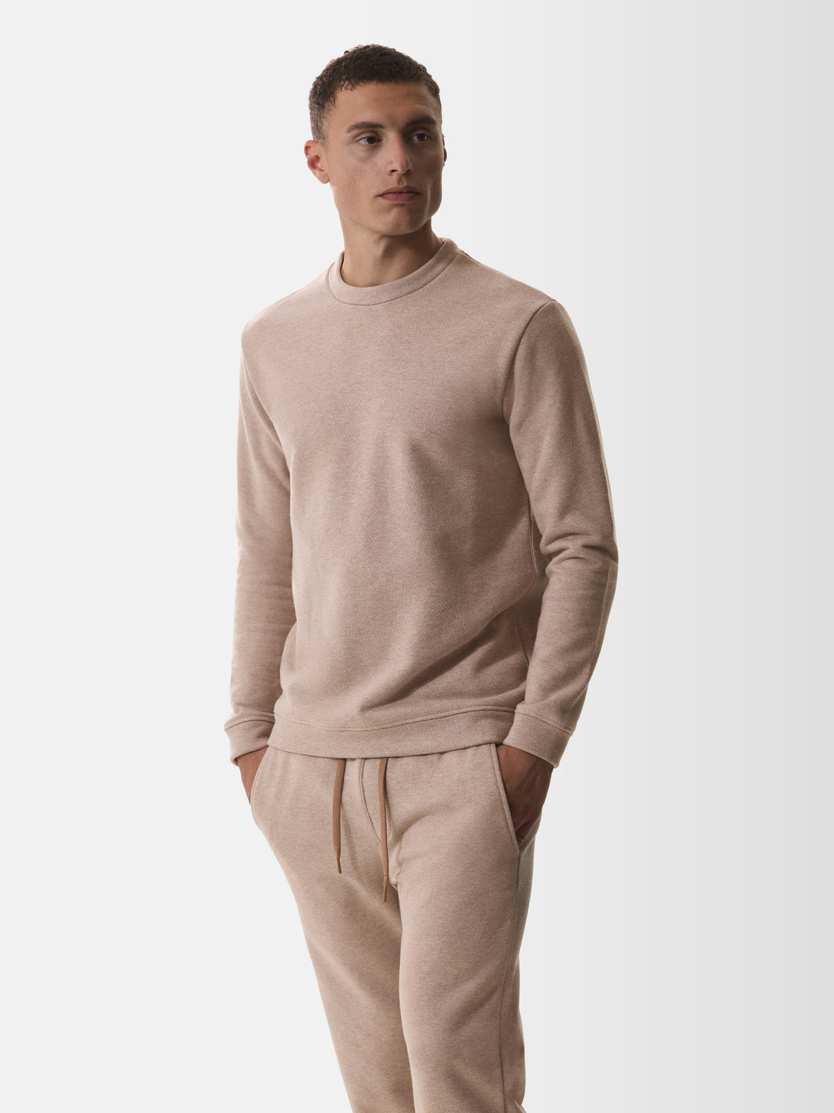 Fleece Sweater L/S | Light Taupe Melange