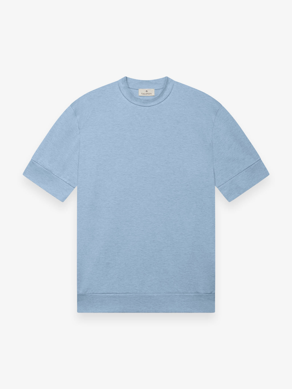 Single Jersey Supima Cuffed T-Shirt | Light Blue Melange