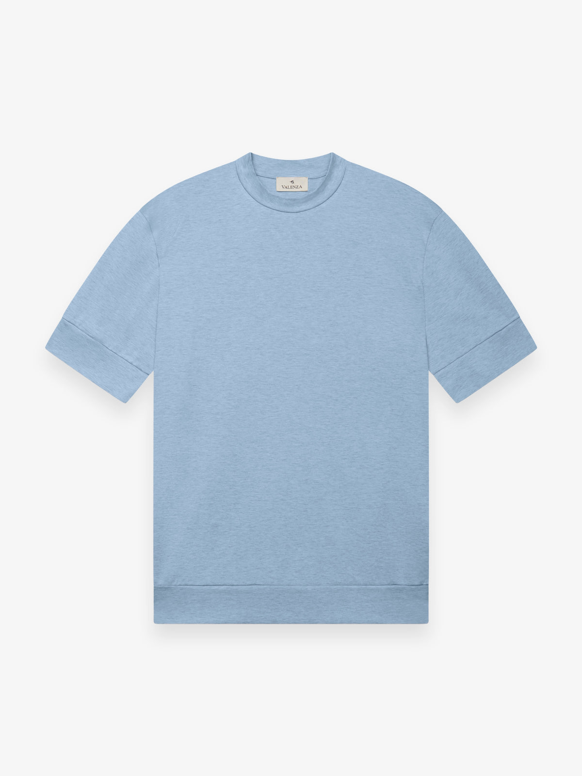 Single Jersey Supima Cuffed T-Shirt | Light Blue Melange