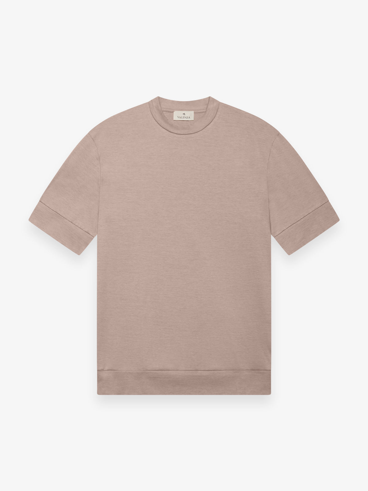 Single Jersey Supima Cuffed T-Shirt | Light Taupe Melange