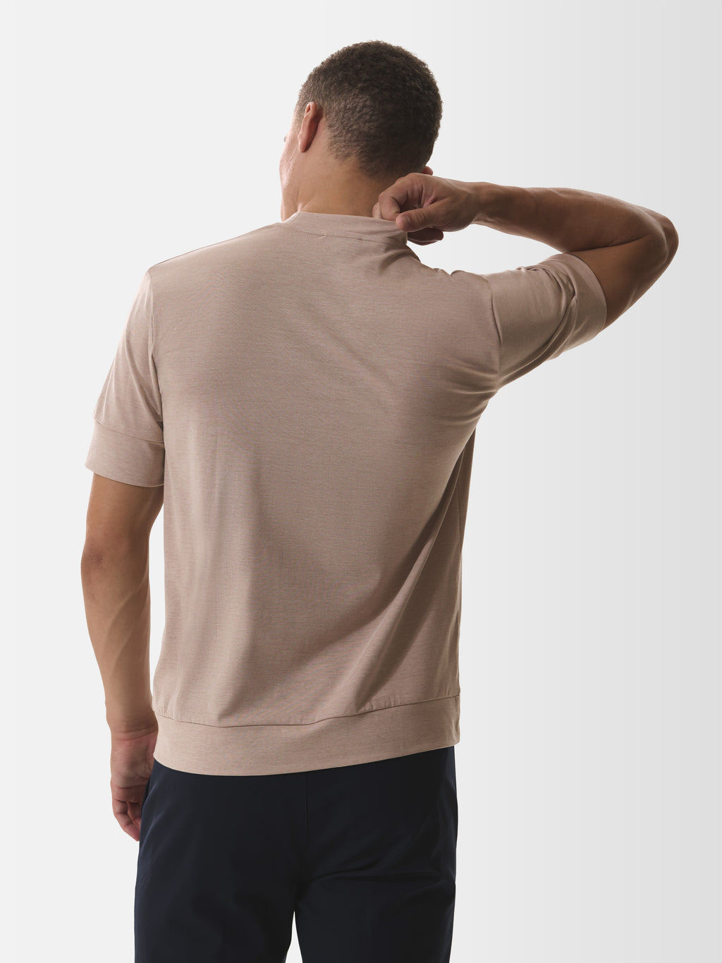 Single Jersey Supima Cuffed T-Shirt | Light Taupe Melange