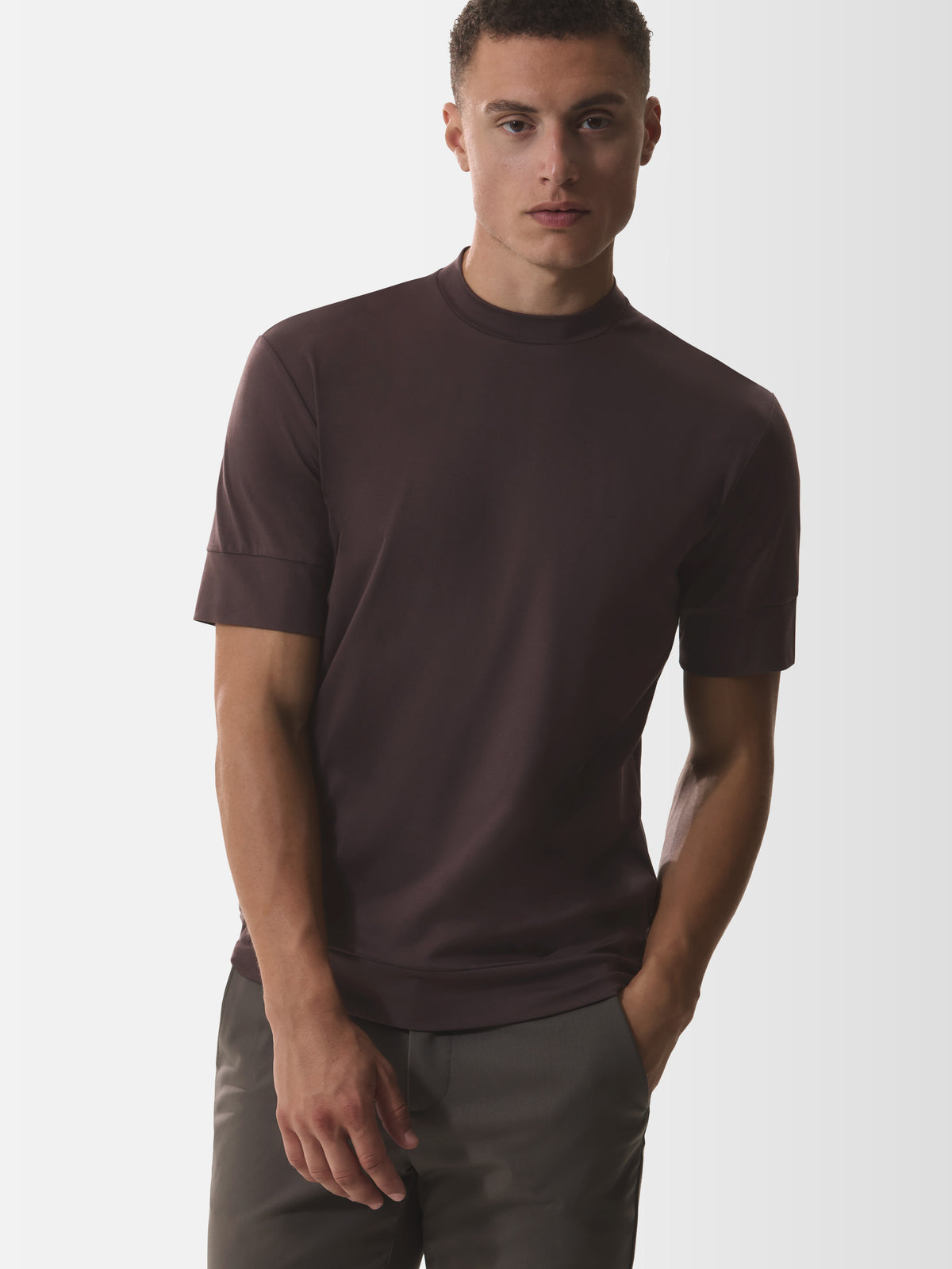 Single Jersey Supima Cuffed T-Shirt | Dark Brown