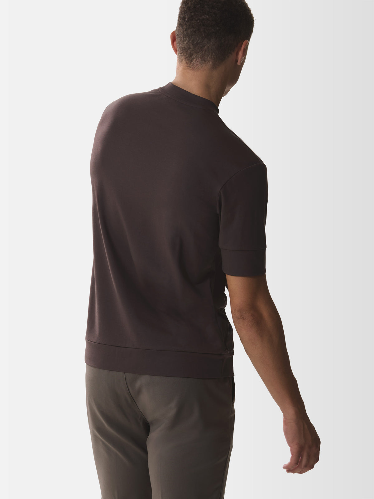 Single Jersey Supima Cuffed T-Shirt | Dark Brown