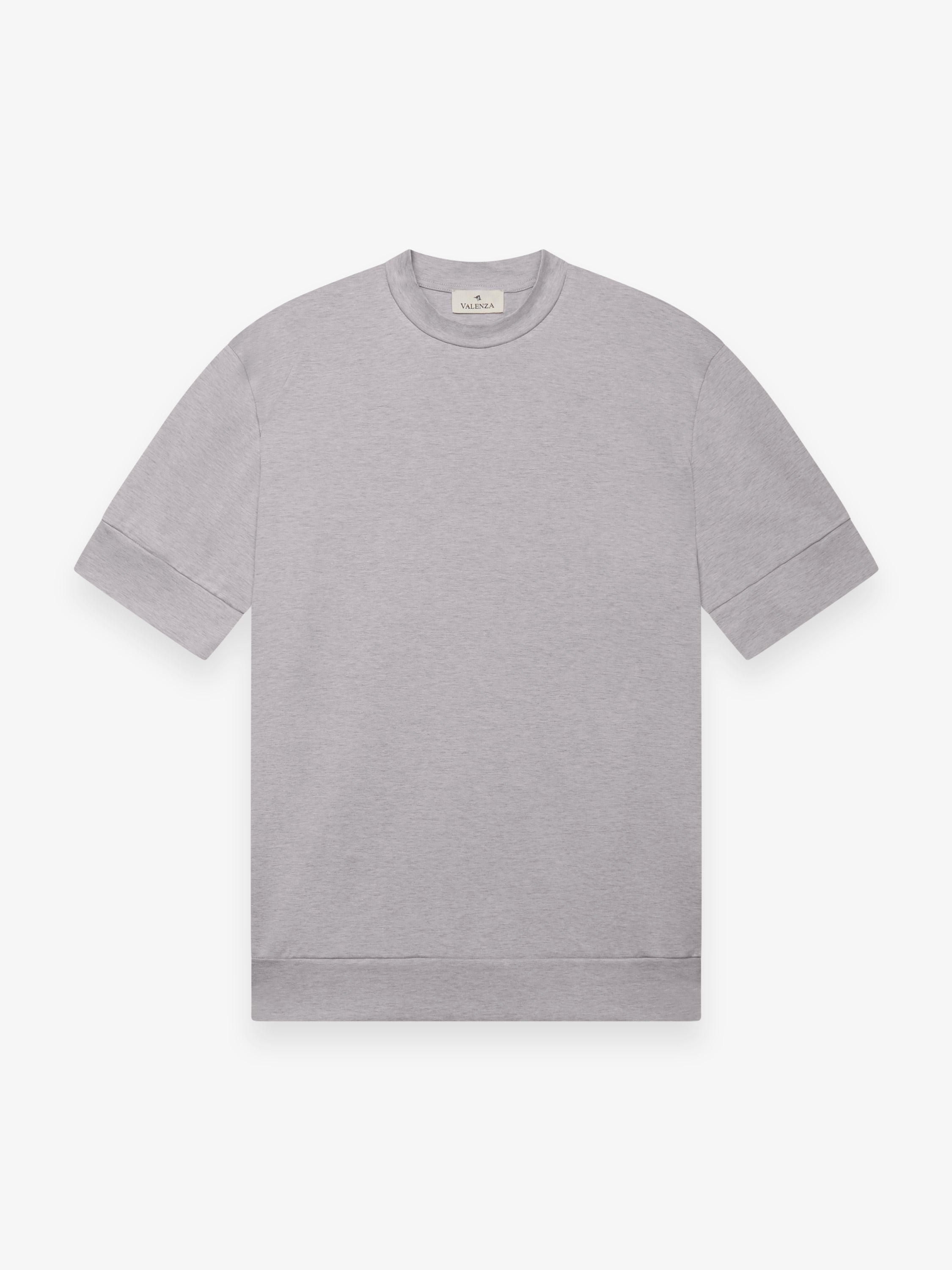 Single Jersey Supima Cuffed T-Shirt | Light Grey Melange
