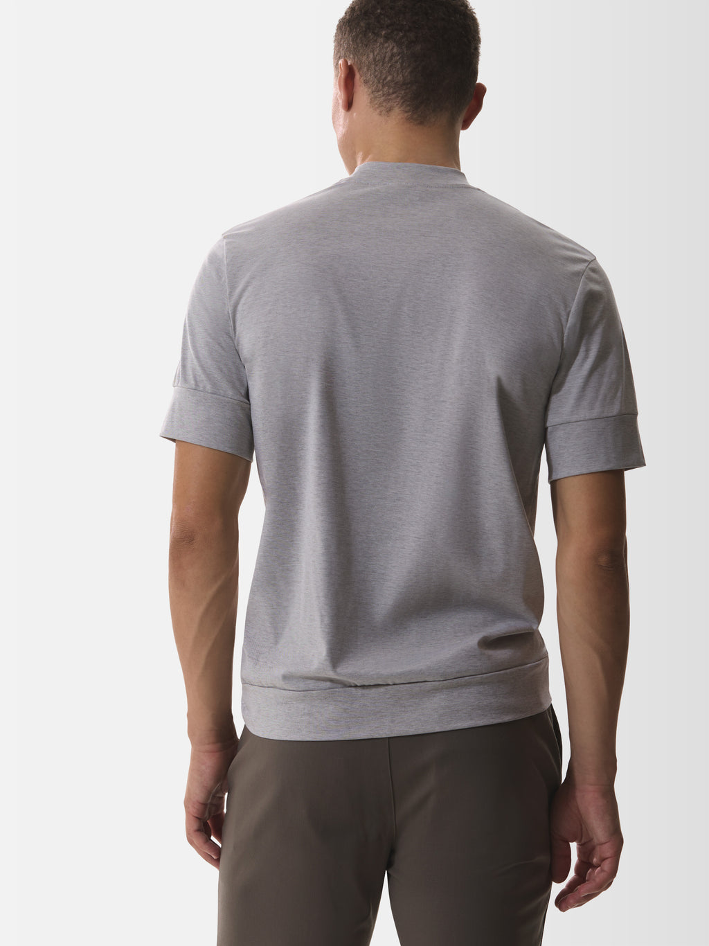 Single Jersey Supima Cuffed T-Shirt | Light Grey Melange