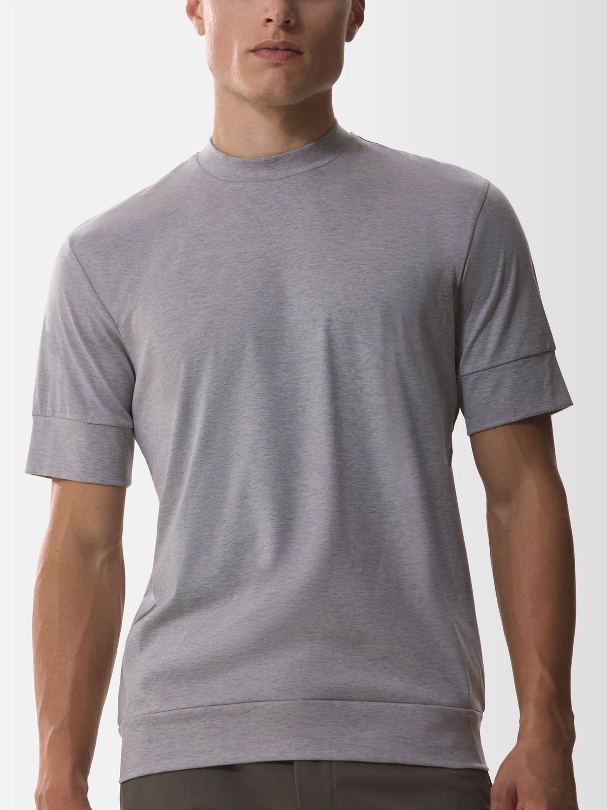 Single Jersey Supima Cuffed T-Shirt | Light Grey Melange