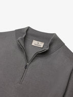 Cashwool Extrafine Merino Quarter Zip | Dark Grey
