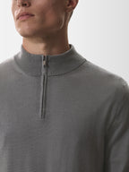 Cashwool Extrafine Merino Quarter Zip | Dark Grey