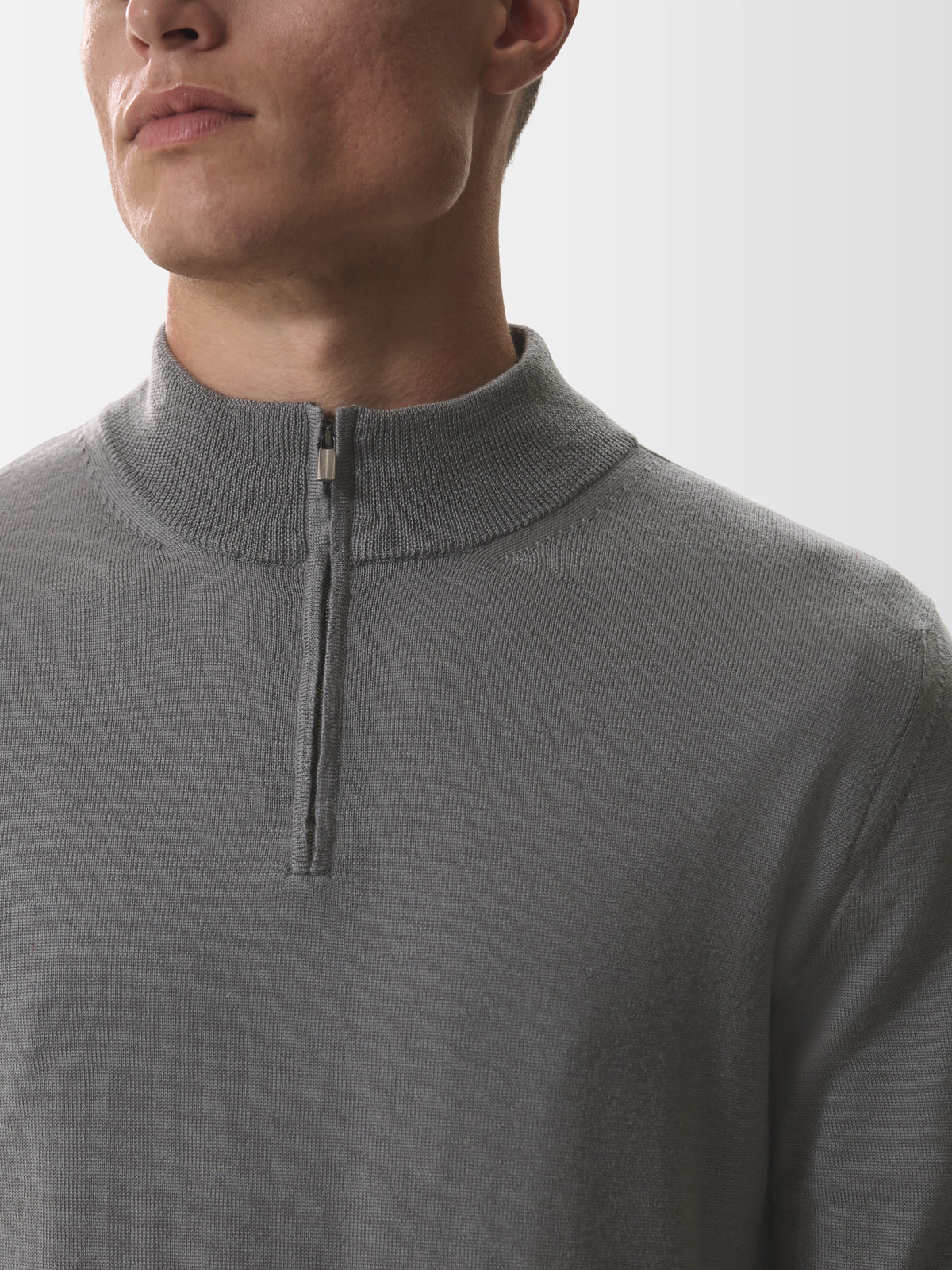 Cashwool Extrafine Merino Quarter Zip | Dark Grey