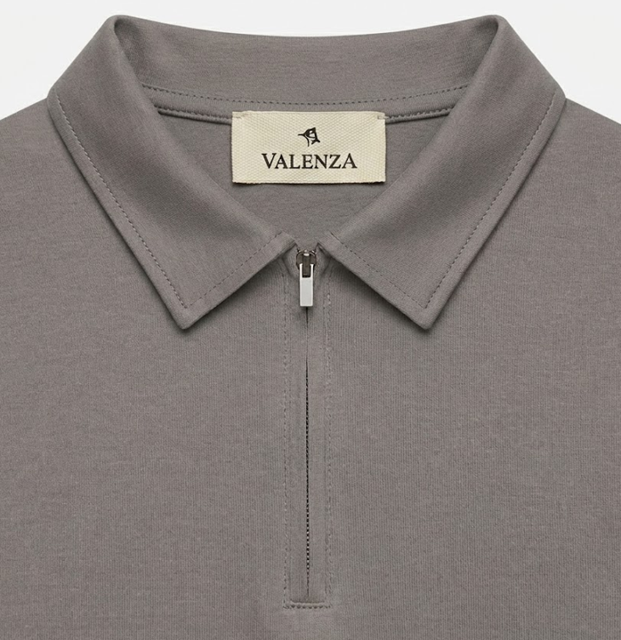 Supima Polo Zip Collar L/S | Mountain Mist