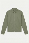 Wool Stretch Zip Overshirt | Sage Green