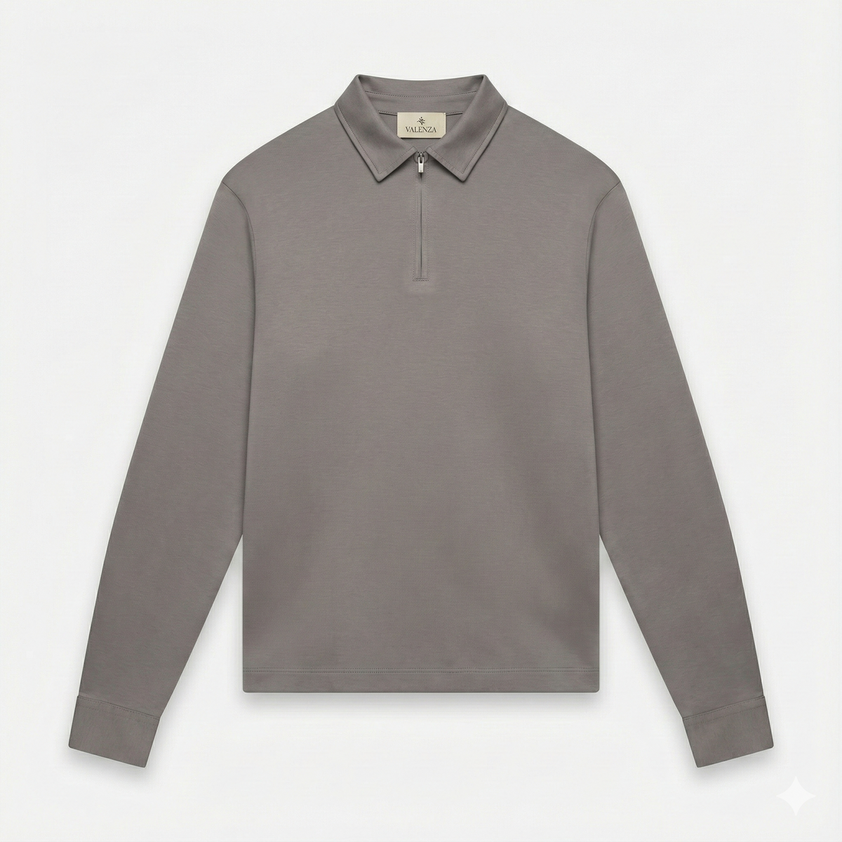 Supima Polo Zip Collar L/S | Mountain Mist